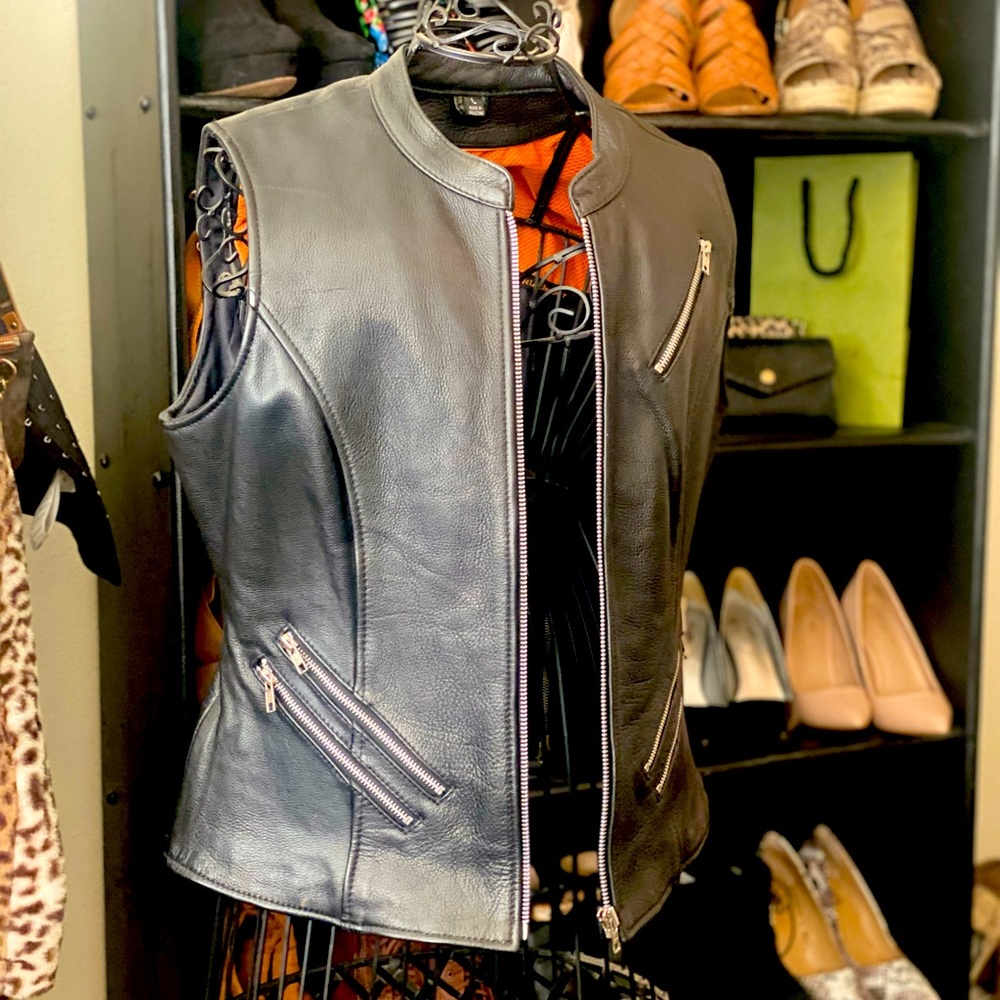 Leather Biker Vest for Women